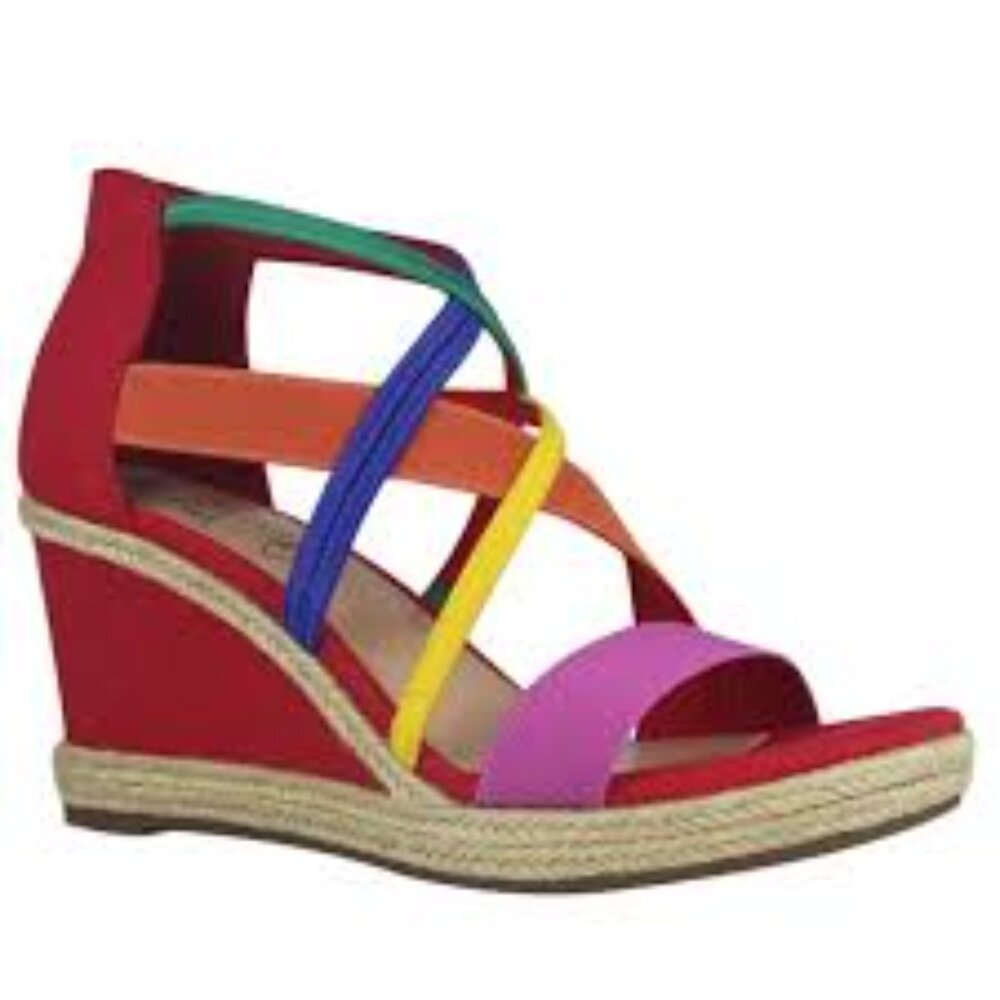 IMPO Bright Multi Espadrille Wedge Sandal - Picture 2 of 4